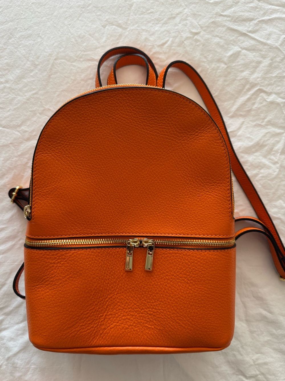 Orange Genuine Italian Leather Backpack (11.5 in long)
